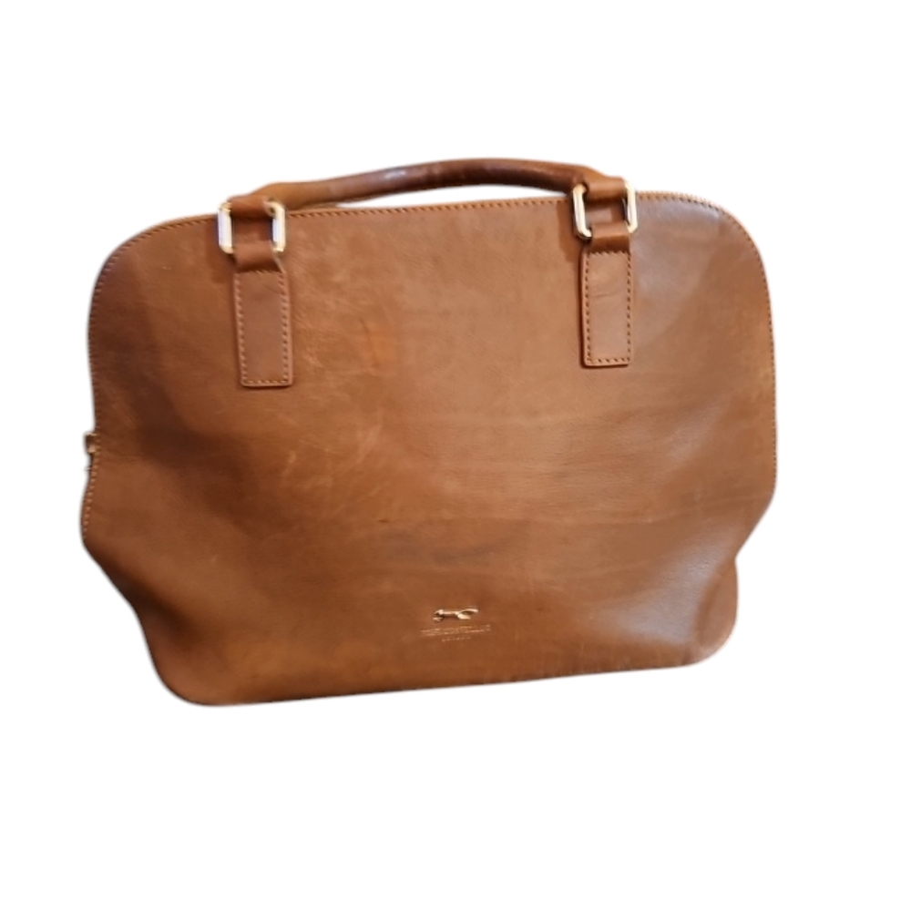 Paul Costelloe London Brown Leather/ Gold Hardware Handbag/Tote Medium -Lg Size